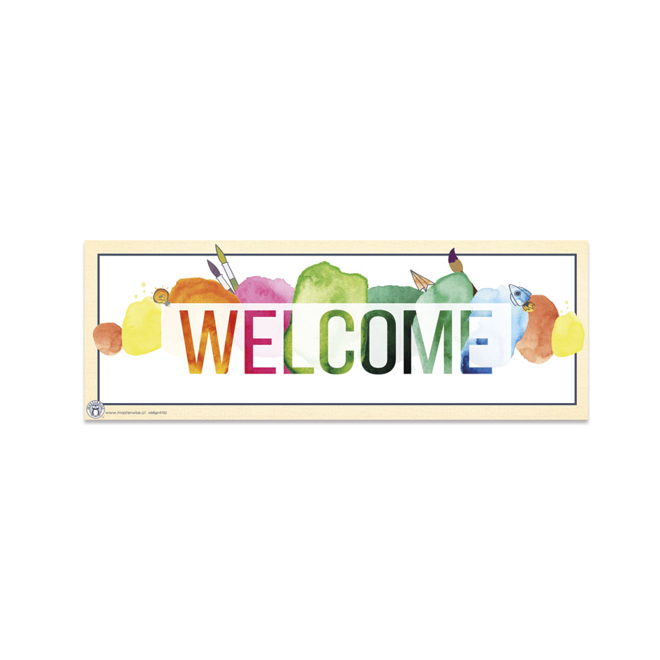 PANEL BIENVENIDO ACUARELA INGLÉS