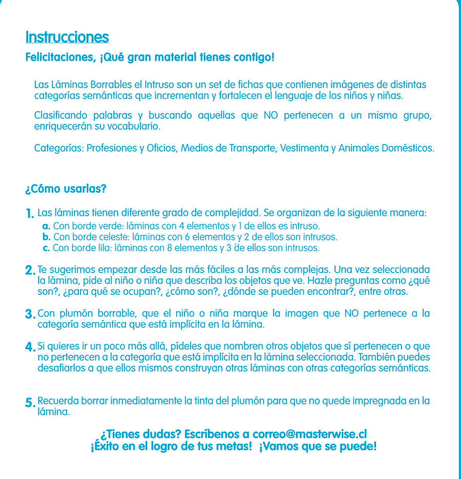 LÁMINAS BORRABLES EL INTRUSO