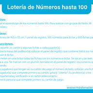 LOTERÍA DE NÚMEROS HASTA EL 100