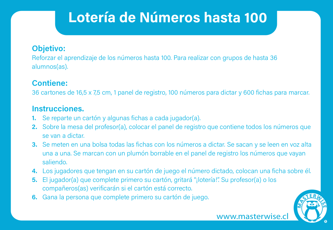 LOTERÍA DE NÚMEROS HASTA EL 100