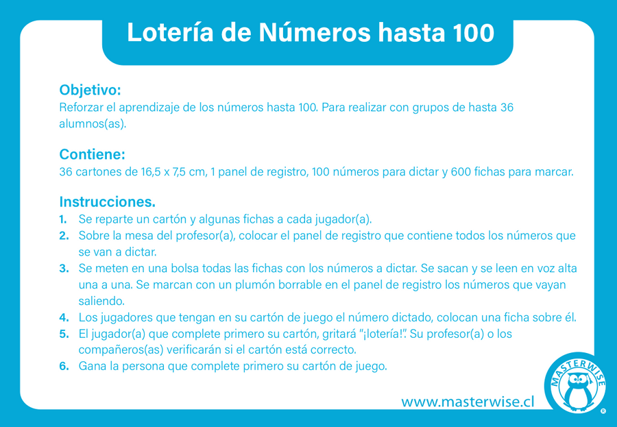 LOTERÍA DE NÚMEROS HASTA EL 100