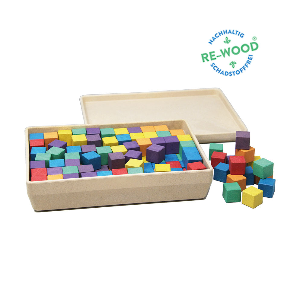Set De 100 Cubos De Conteo PlanToys – Unidad Plus | Bloques De Madera De Caucho Para Matemáticas Y Colores | Incluye 20 Tarjetas De Juego | Sostenible Y Sin Químicos