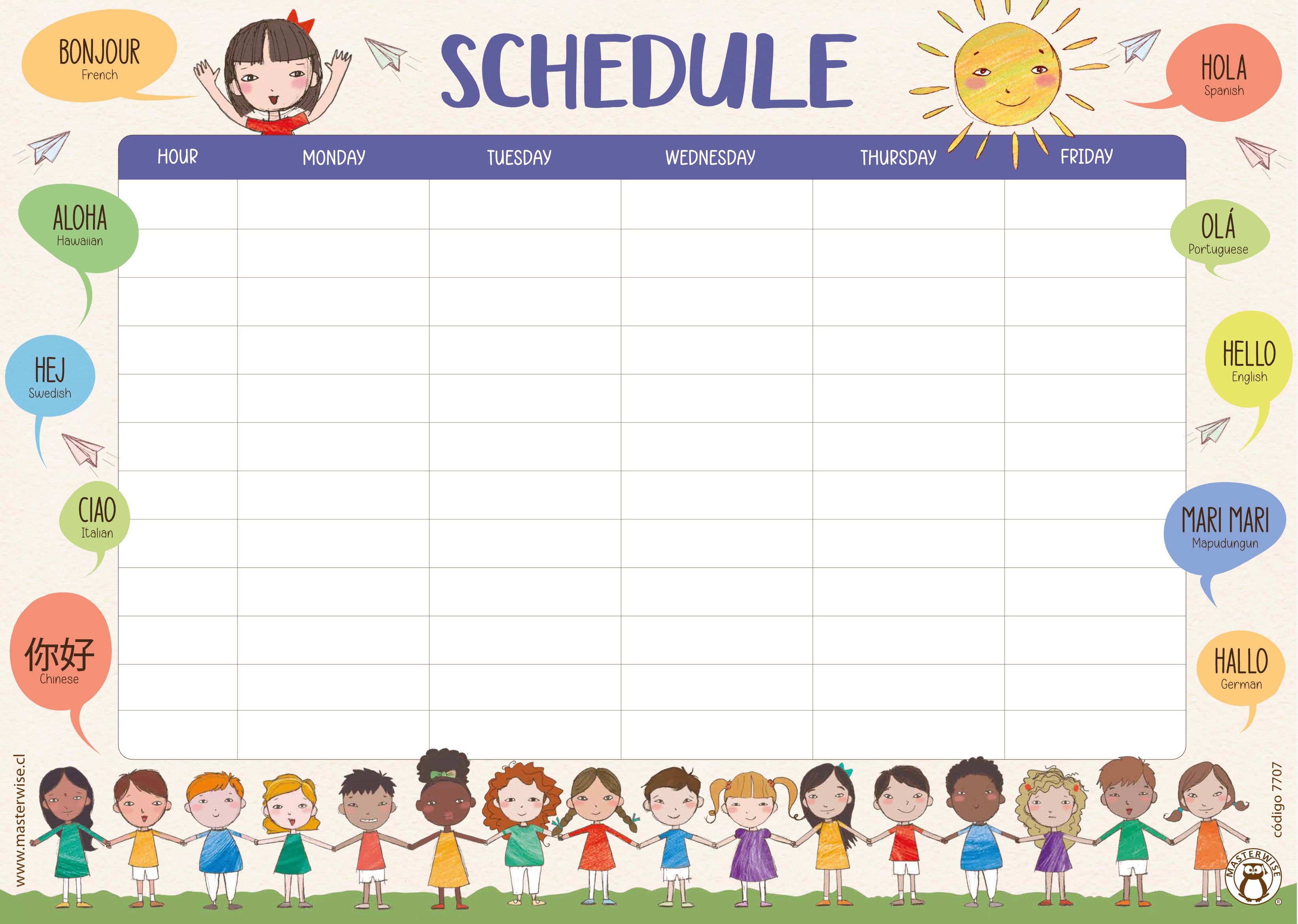HORARIO SALUDOS INGLÉS