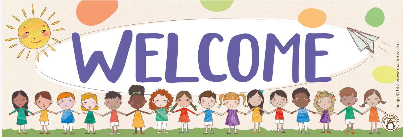 PANEL BIENVENIDO SALUDOS INGLÉS